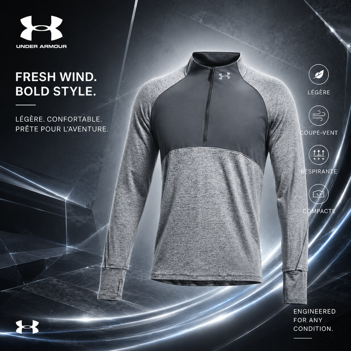Haut Under Armour 1/4 Gris