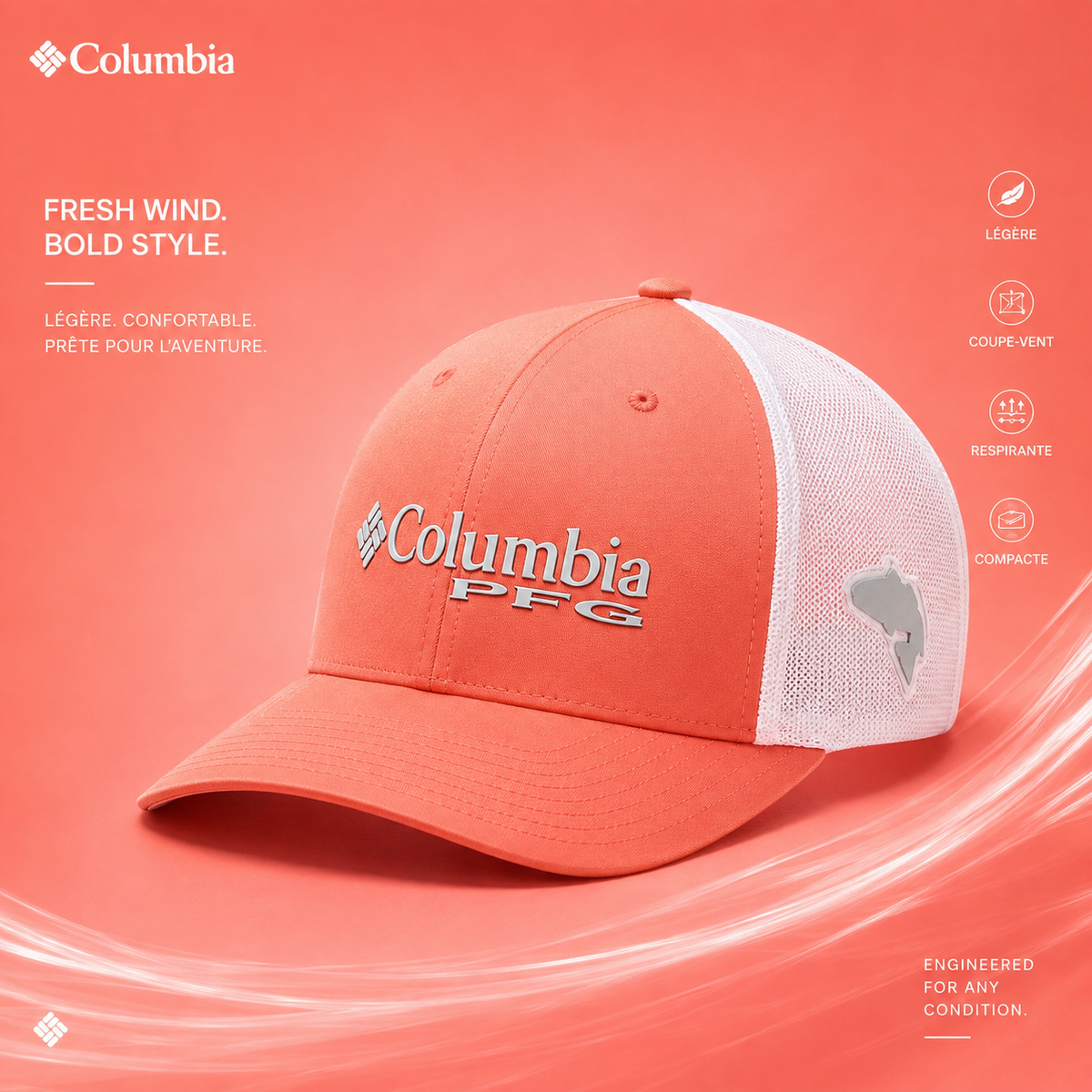 Casquette Columbia PFG Saumon