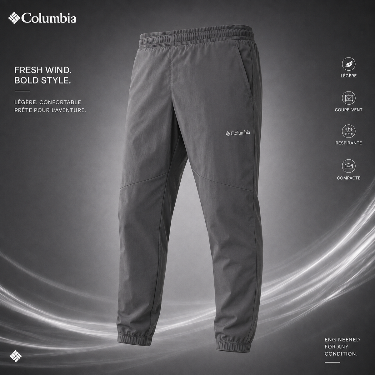 Pantalon Columbia Tech Gris Foncé